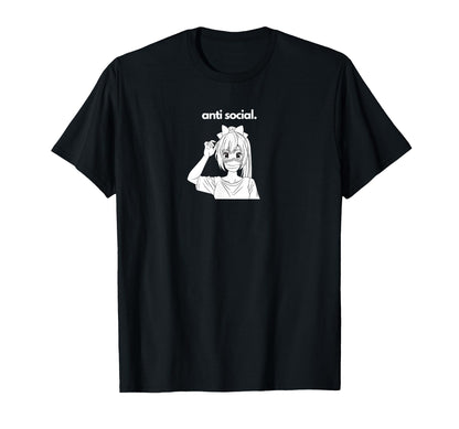 Anti Social Japanese Text Aesthetic T-Shirt - Minimalist Print Men Women - T-Shirt, Sweatshirt, Hoodie