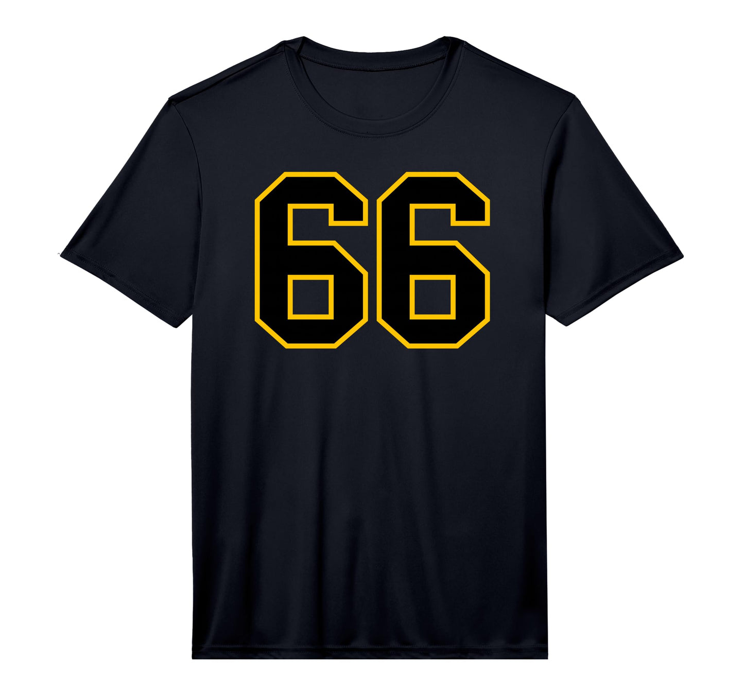 Number 66 Sports Team Yellow Black Number T-Shirt - Unique Graphic Unisex - T-Shirt, Sweatshirt, Hoodie