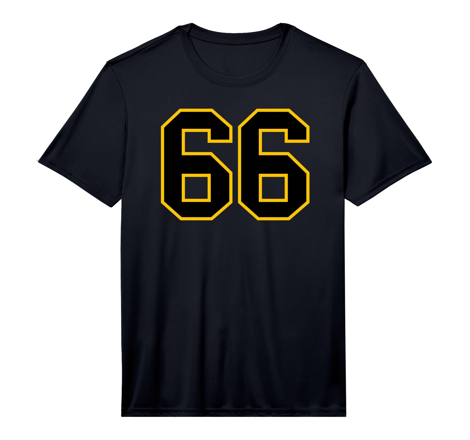 Number 66 Sports Team Yellow Black Number T-Shirt - Unique Graphic Unisex - T-Shirt, Sweatshirt, Hoodie