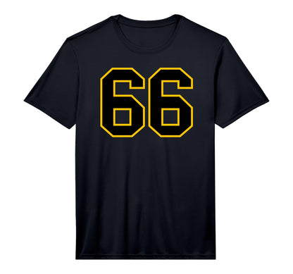 Number 66 Sports Team Yellow Black Number T-Shirt - Unique Graphic Unisex - T-Shirt, Sweatshirt, Hoodie