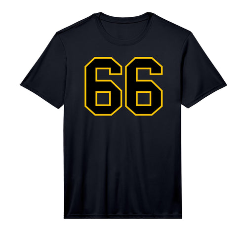 Number 66 Sports Team Yellow Black Number T-Shirt - Unique Graphic Unisex - T-Shirt, Sweatshirt, Hoodie