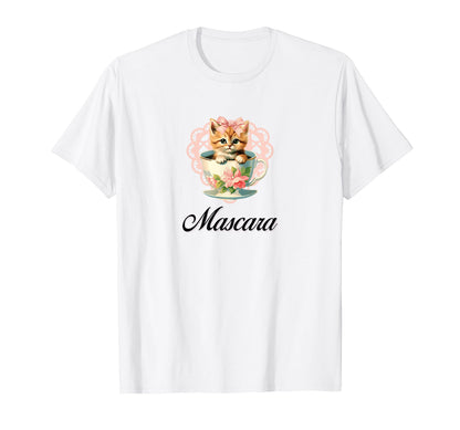 Mascara Cat Coquette Bow Girlcore Y2K T-Shirt - Novelty Apparel Unisex - T-Shirt, Sweatshirt, Hoodie