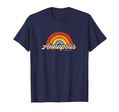 Annapolis Maryland Md Rainbow 70S T-Shirt - Streetwear Style for Adults - T-Shirt, Sweatshirt, Hoodie
