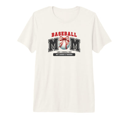 Baseball Mom Bow Ball Red Black Tri Blend T-Shirt - Streetwear Style Unisex - T-Shirt, Sweatshirt, Hoodie