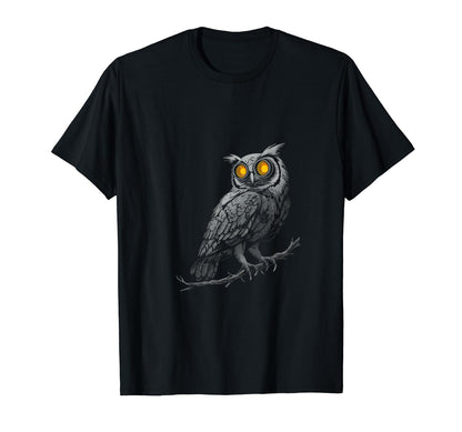 Owl Branch Camera Lenses As Eyes T-Shirt - Aesthetic Graphic Unisex - T-Shirt, Sweatshirt, Hoodie