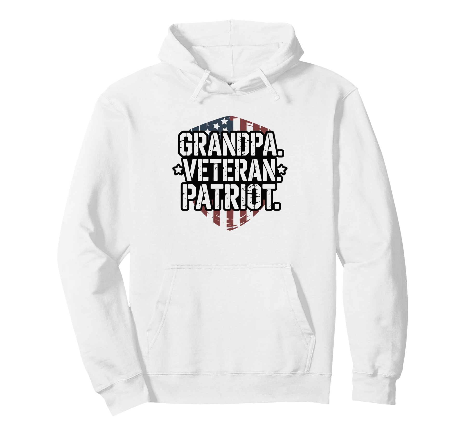 Grandpa Veteran Patriot Badge Military Hoodie - Graphic Print Men Women - T-Shirt, Sweatshirt, Hoodie