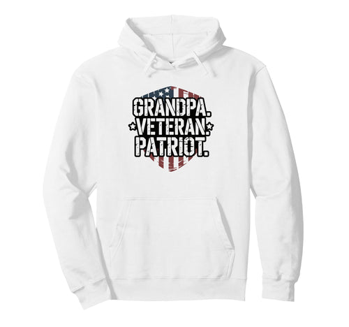 Grandpa Veteran Patriot Badge Military Hoodie - Graphic Print Men Women - T-Shirt, Sweatshirt, Hoodie