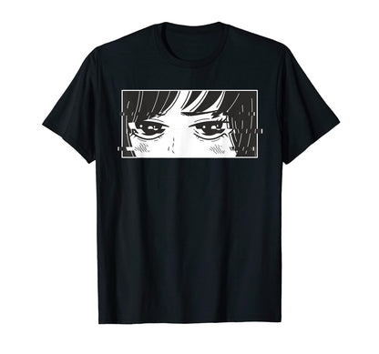 Sad Anime Eyes Japanese Aesthetic T-Shirt - Fun Novelty Design Unisex - T-Shirt, Sweatshirt, Hoodie