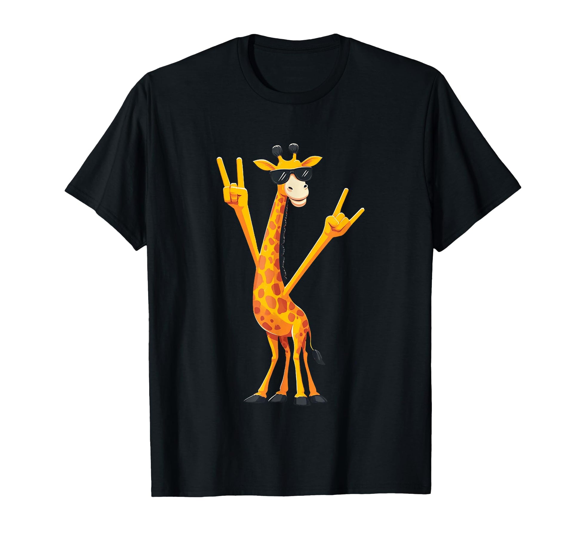 Giraffe Double Rock Hand Signs Punk T-Shirt - Minimalist Print for Adults - T-Shirt, Sweatshirt, Hoodie