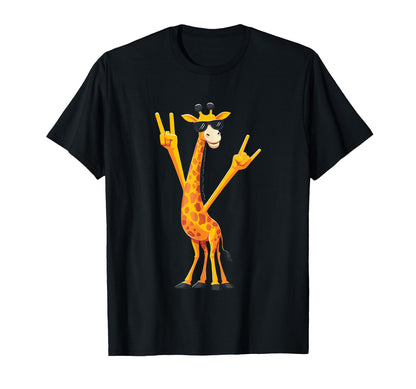 Giraffe Double Rock Hand Signs Punk T-Shirt - Minimalist Print for Adults - T-Shirt, Sweatshirt, Hoodie