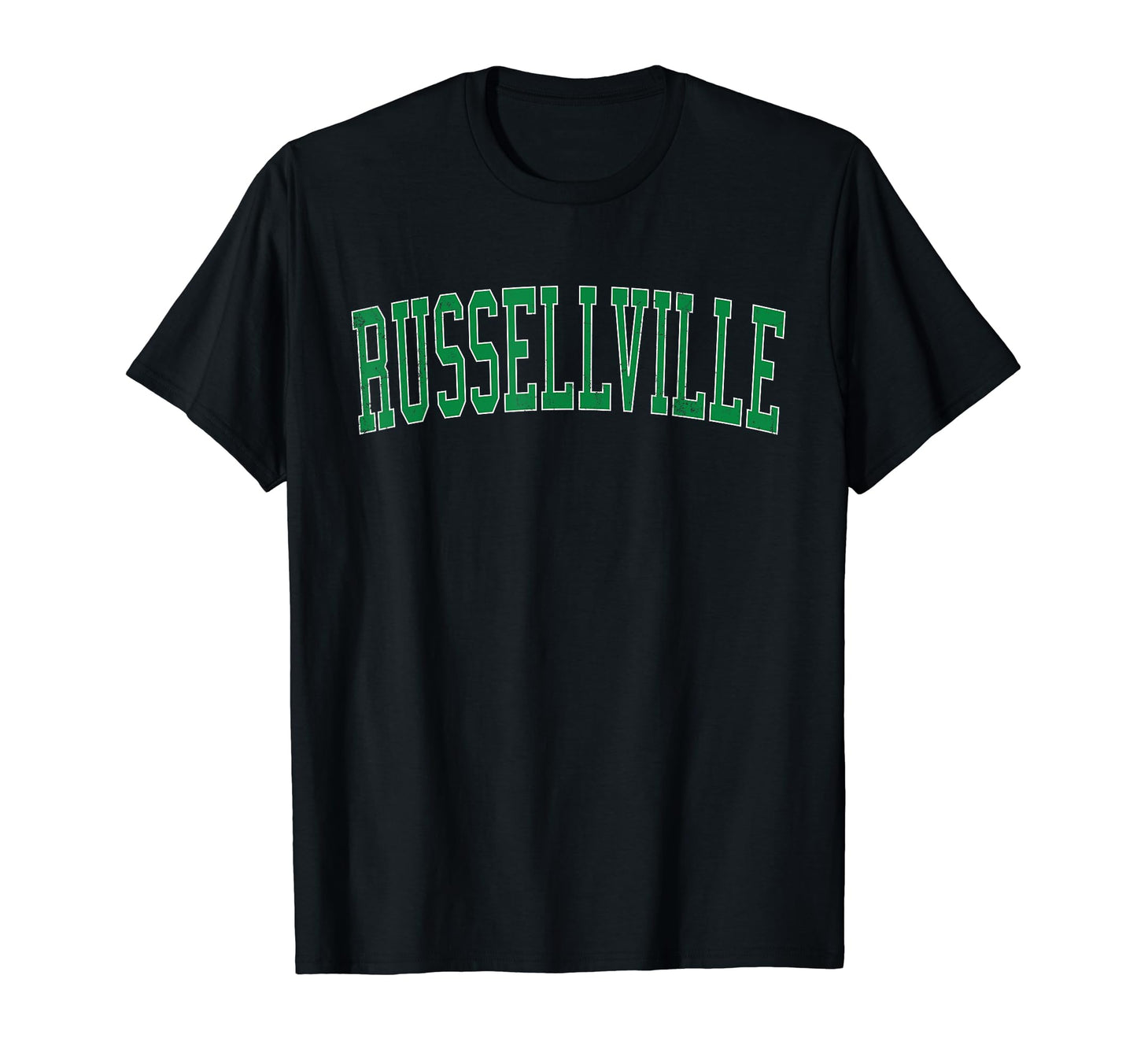 Russellville Ar Distressed Green Varsity T-Shirt - Novelty Apparel Unisex - T-Shirt, Sweatshirt, Hoodie
