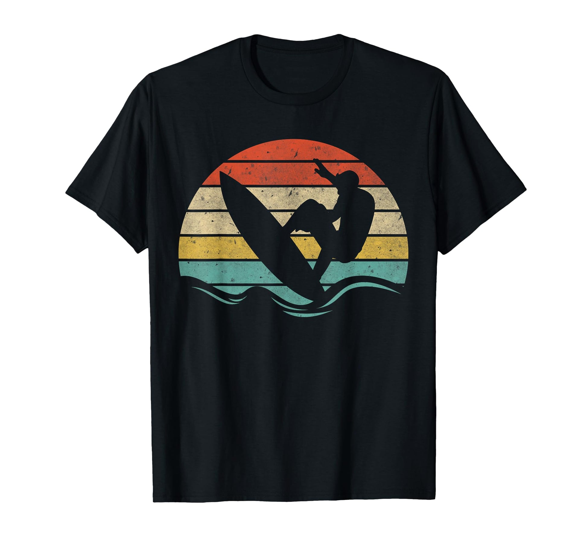 Surfing Sunset Distressed Surfboarder T-Shirt - Novelty Apparel Men Women - T-Shirt, Sweatshirt, Hoodie