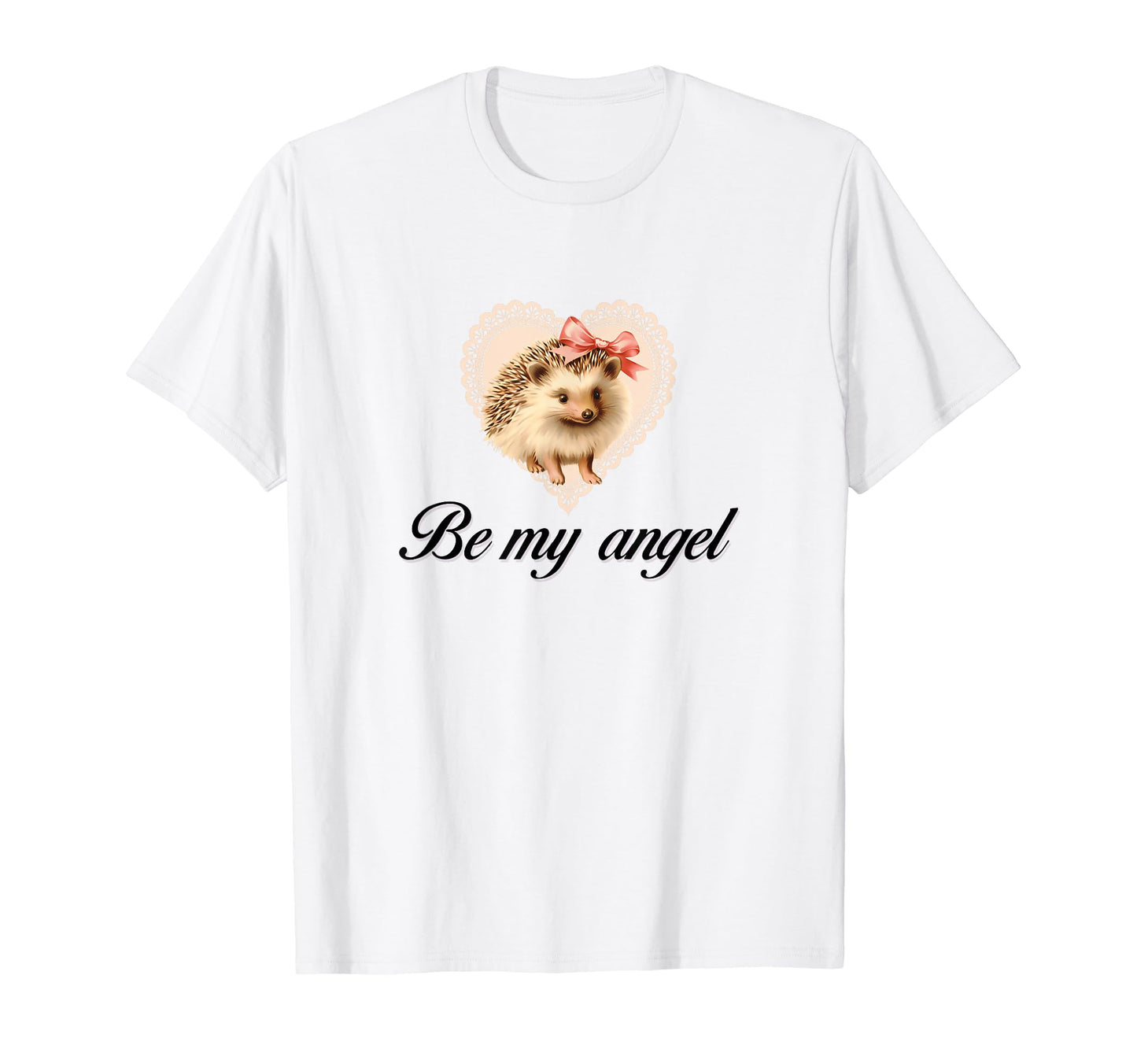 Be My Angel Hedgehog Coquette Bow Girlcore T-Shirt - Trendy Graphic Unisex - T-Shirt, Sweatshirt, Hoodie