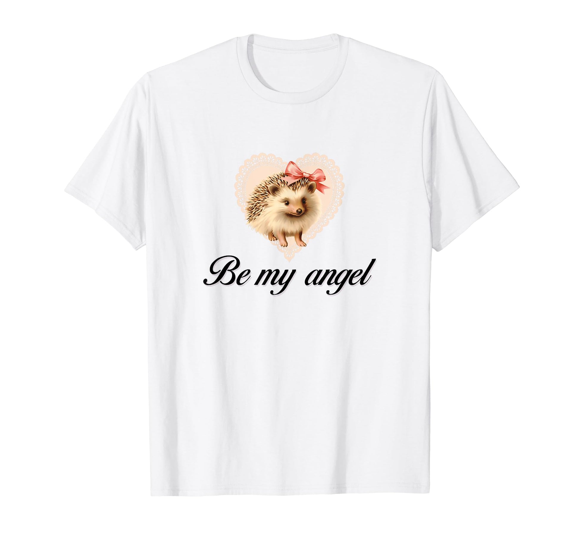 Be My Angel Hedgehog Coquette Bow Girlcore T-Shirt - Trendy Graphic Unisex - T-Shirt, Sweatshirt, Hoodie