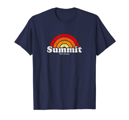 Summit New Jersey Nj 70S Rainbow T-Shirt - Fun Novelty Design for Adults - T-Shirt, Sweatshirt, Hoodie