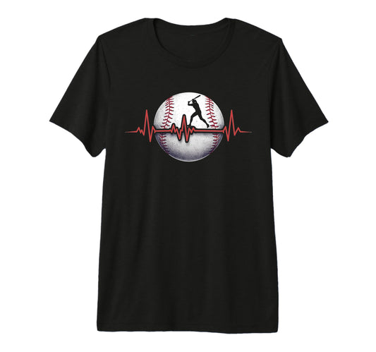 Heartbeat Baseball Tri Blend T-Shirt - Minimalist Print Unisex - T-Shirt, Sweatshirt, Hoodie