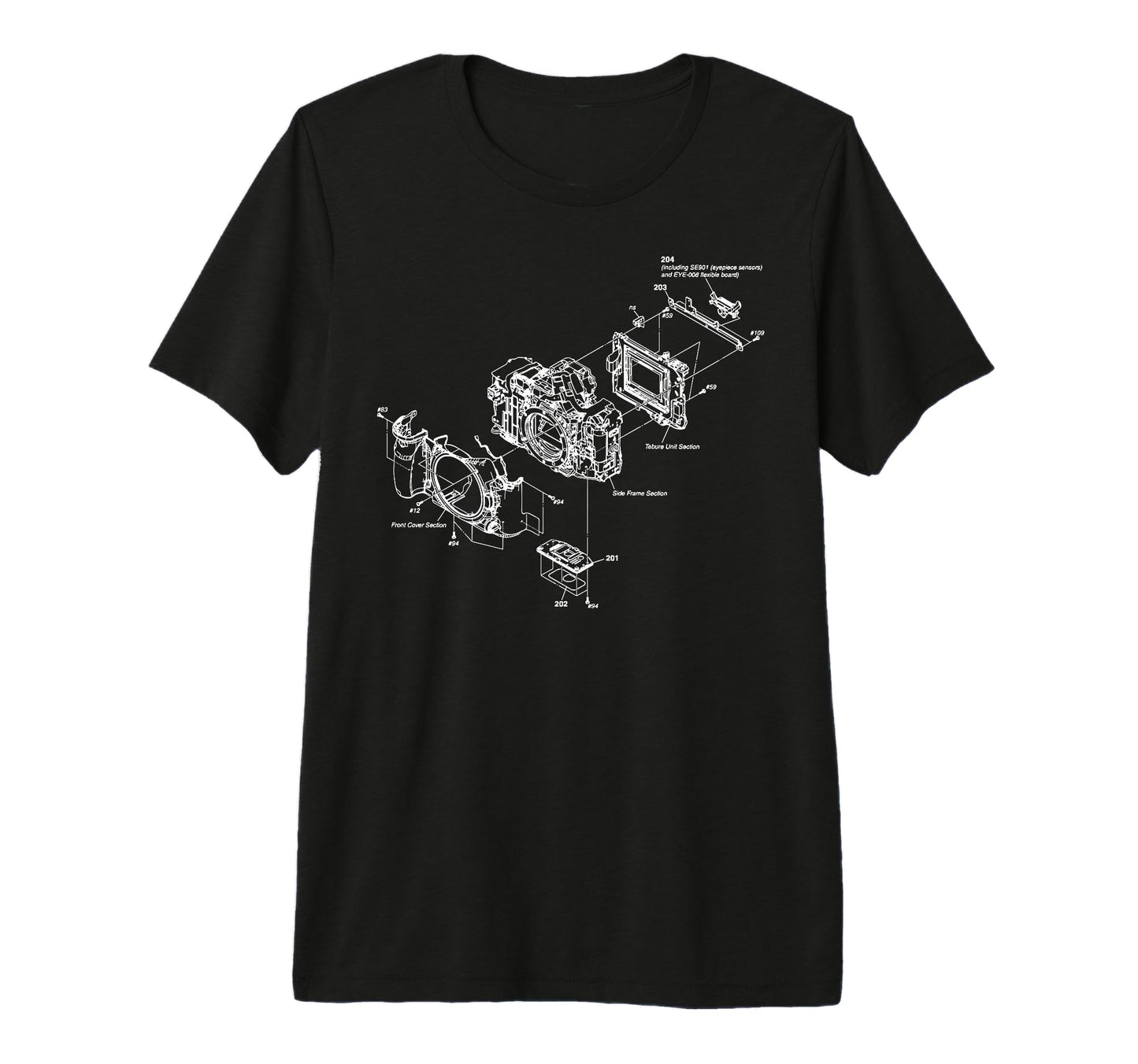 Blueprint Photography Camera Chart Fun T-Shirt - Unique Graphic for Adults - T-Shirt, Sweatshirt, Hoodie