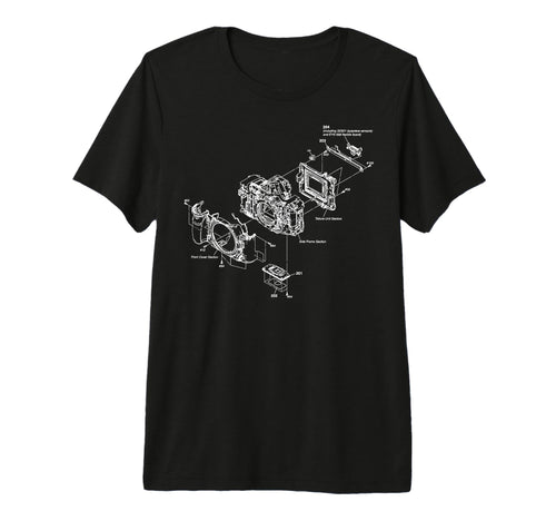 Blueprint Photography Camera Chart Fun T-Shirt - Unique Graphic for Adults - T-Shirt, Sweatshirt, Hoodie