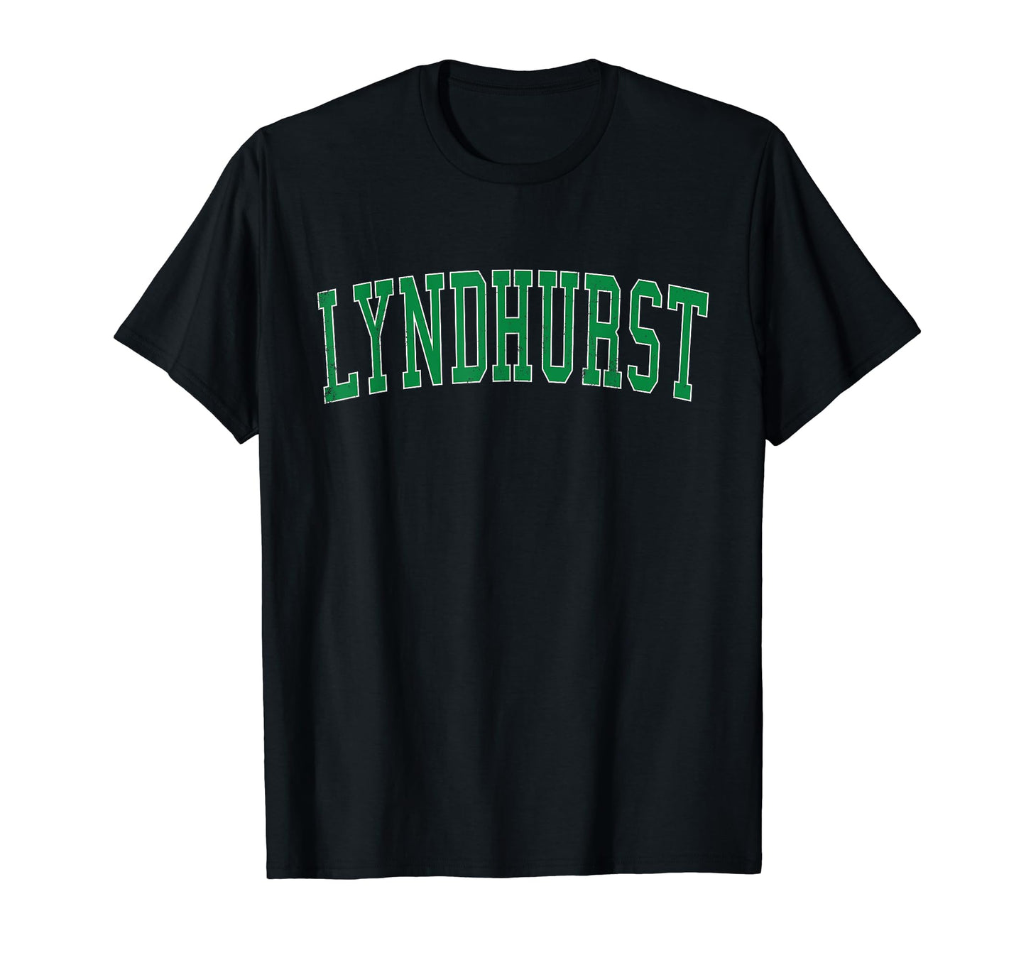 Lyndhurst Oh Distressed Green Varsity T-Shirt - Custom Art Print for Adults - T-Shirt, Sweatshirt, Hoodie