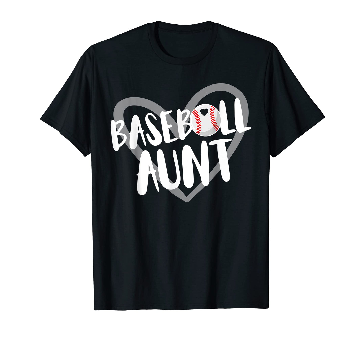 Funny Baseball Aunt Heart T-Shirt - Graphic Print Unisex - T-Shirt, Sweatshirt, Hoodie