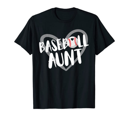 Funny Baseball Aunt Heart T-Shirt - Graphic Print Unisex - T-Shirt, Sweatshirt, Hoodie