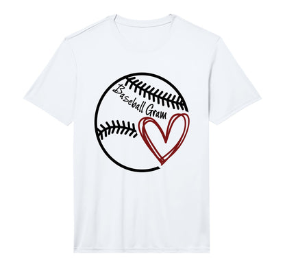 Mens Baseball Gram Heart Grandma Performance T-Shirt - Graphic Print Unisex - T-Shirt, Sweatshirt, Hoodie