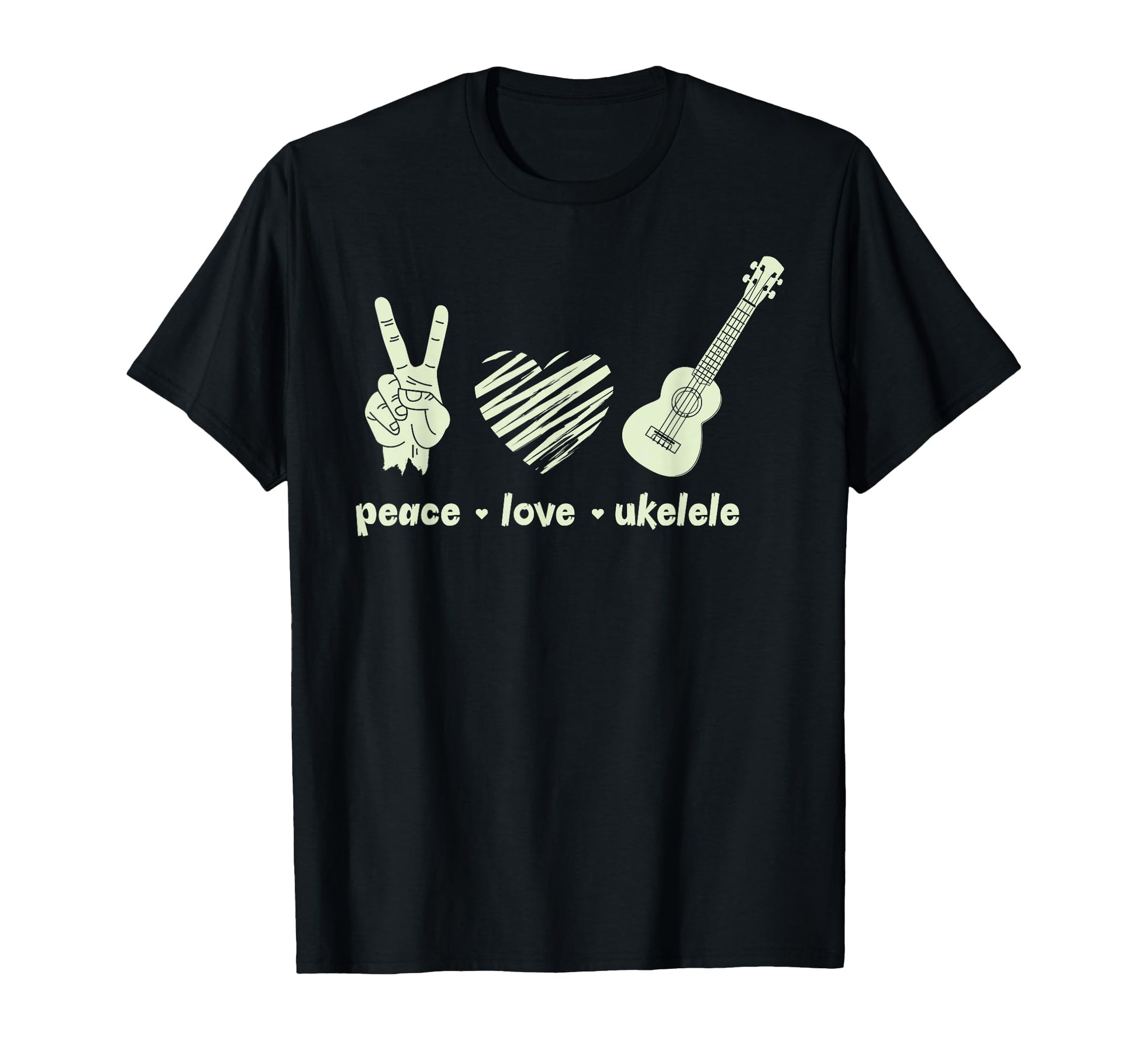 Hawaiian Uke Peace Love Ukulele T-Shirt - Trendy Graphic Men Women - T-Shirt, Sweatshirt, Hoodie