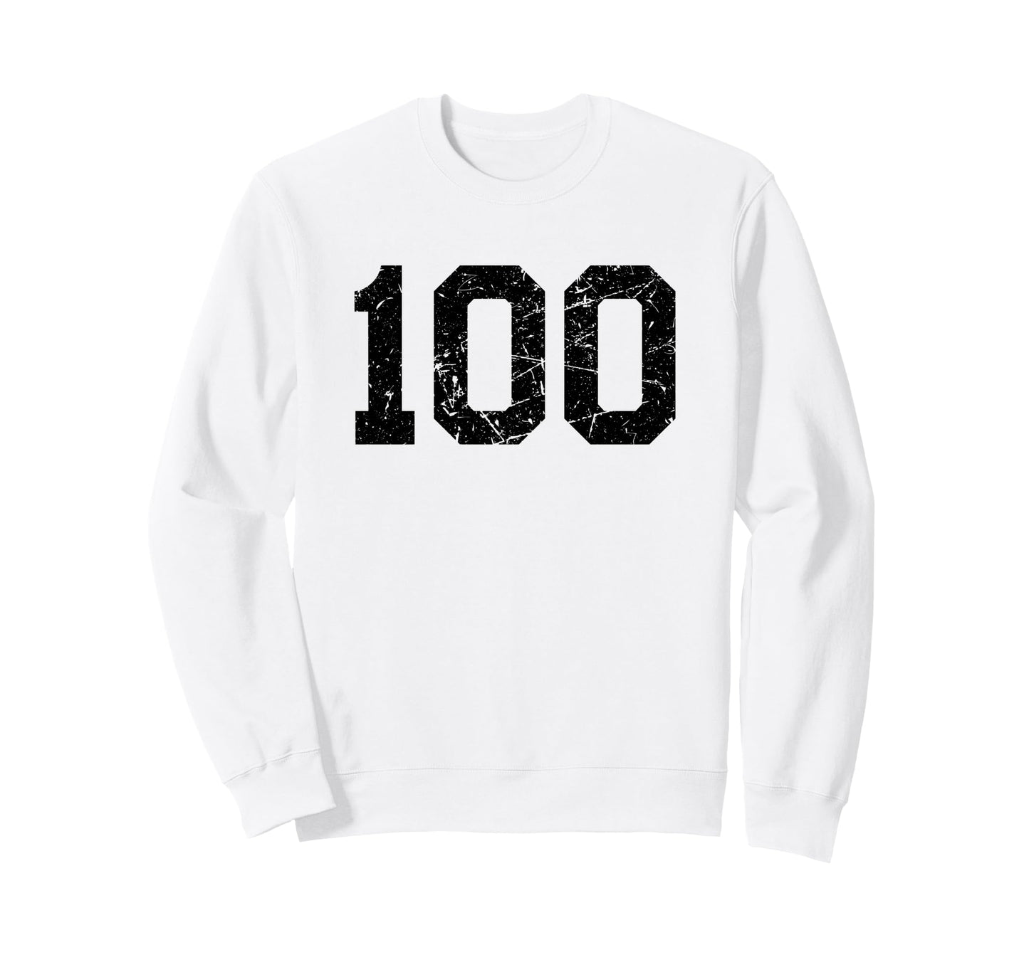Black Distressed Sport Team Number 100 Sweatshirt - Graphic Print Unisex - T-Shirt, Sweatshirt, Hoodie