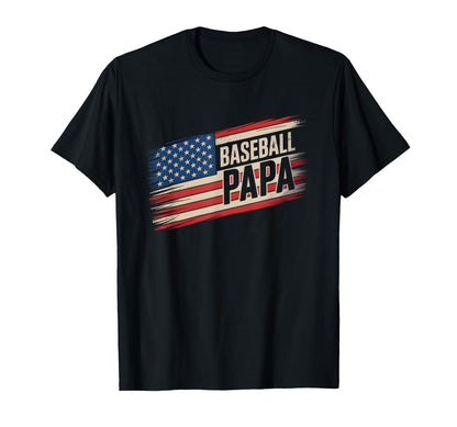 Baseball Papa 4Th July Patriotic Usa T-Shirt - Novelty Apparel for Adults - T-Shirt, Sweatshirt, Hoodie