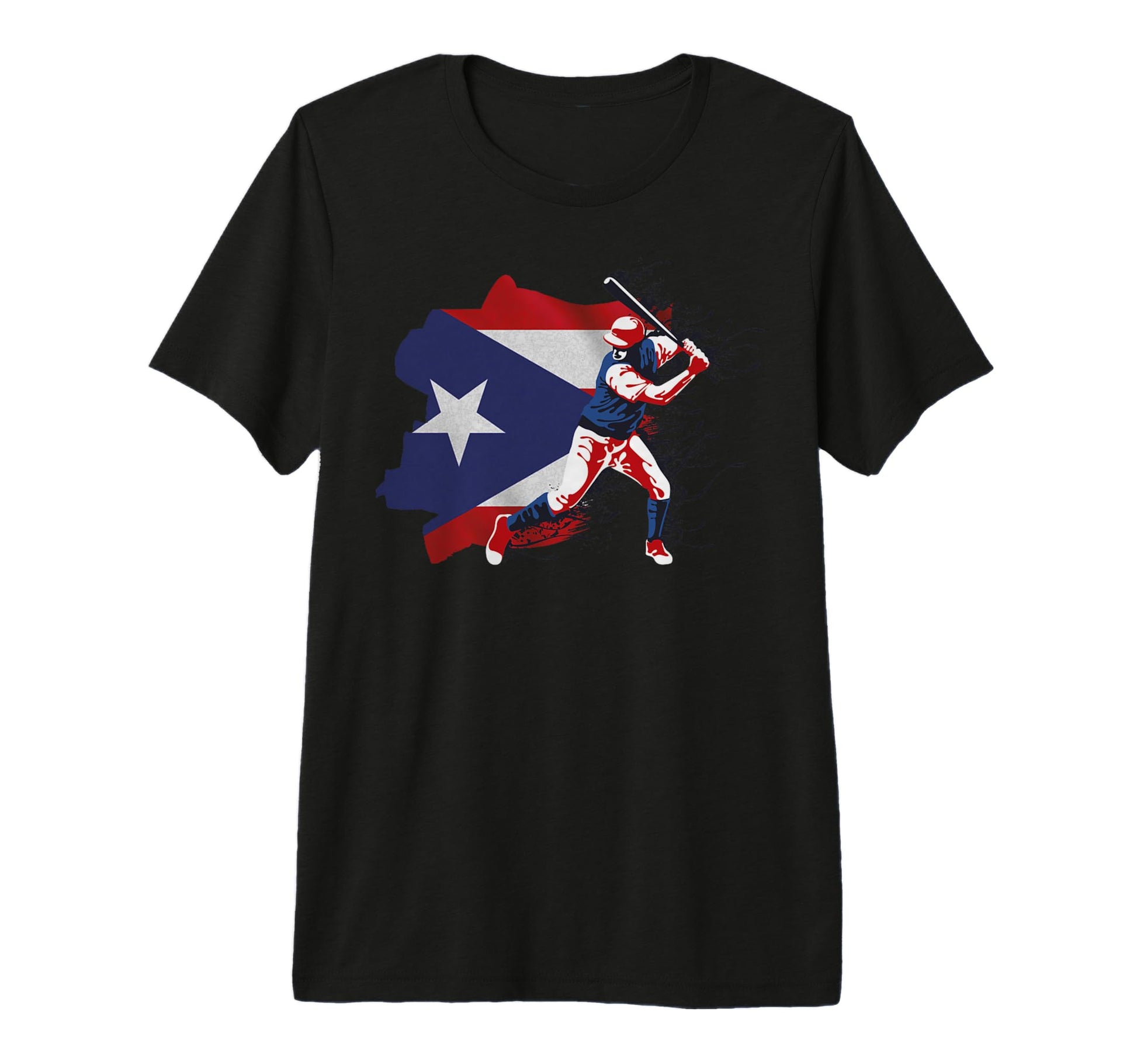 Puerto Rico Flag Baseball Player T-Shirt - Custom Art Print Men Women - T-Shirt, Sweatshirt, Hoodie