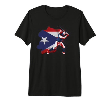 Puerto Rico Flag Baseball Player T-Shirt - Custom Art Print Men Women - T-Shirt, Sweatshirt, Hoodie