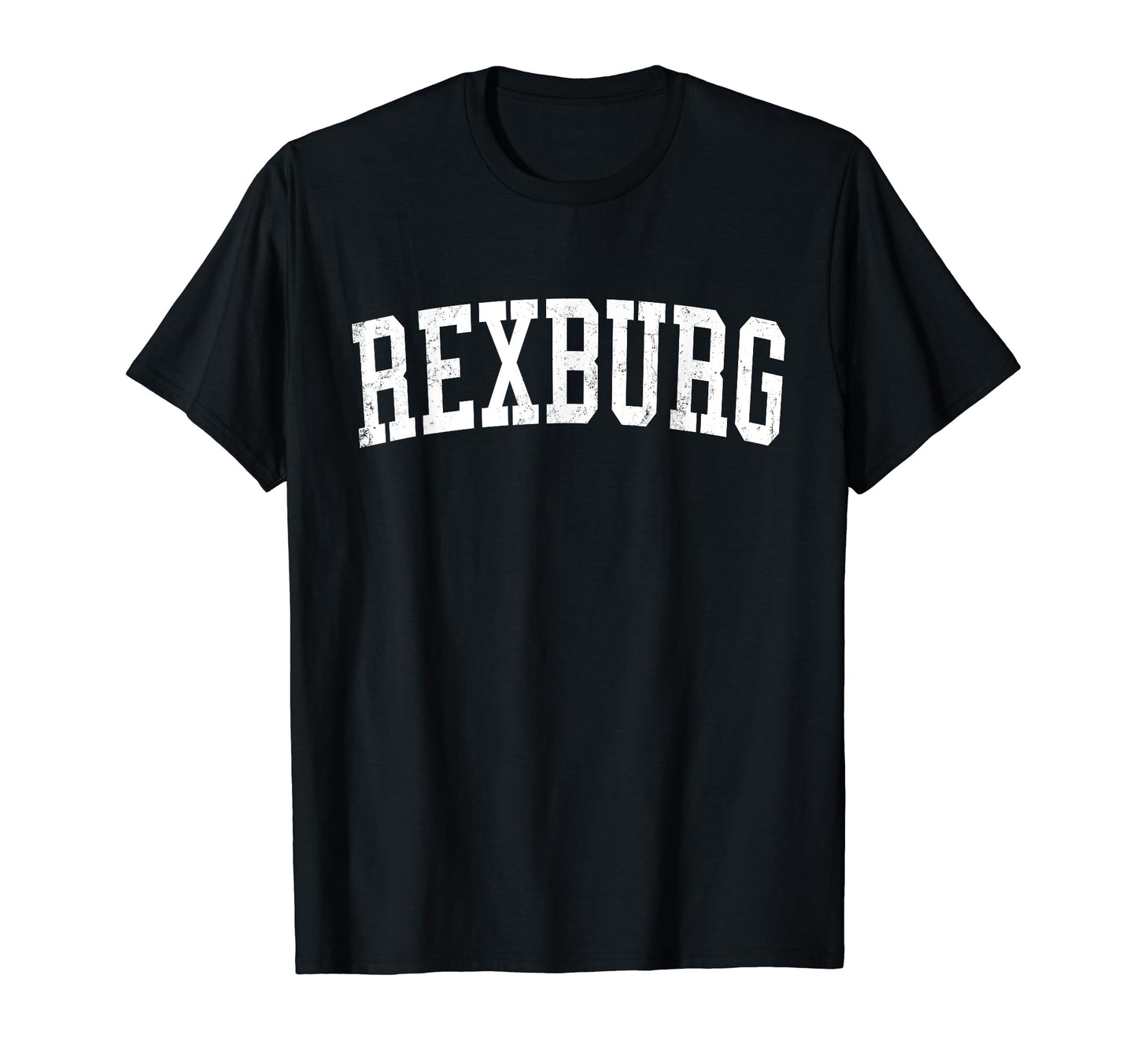 Rexburg Id Distressed White Varsity T-Shirt - Unique Graphic for Adults - T-Shirt, Sweatshirt, Hoodie