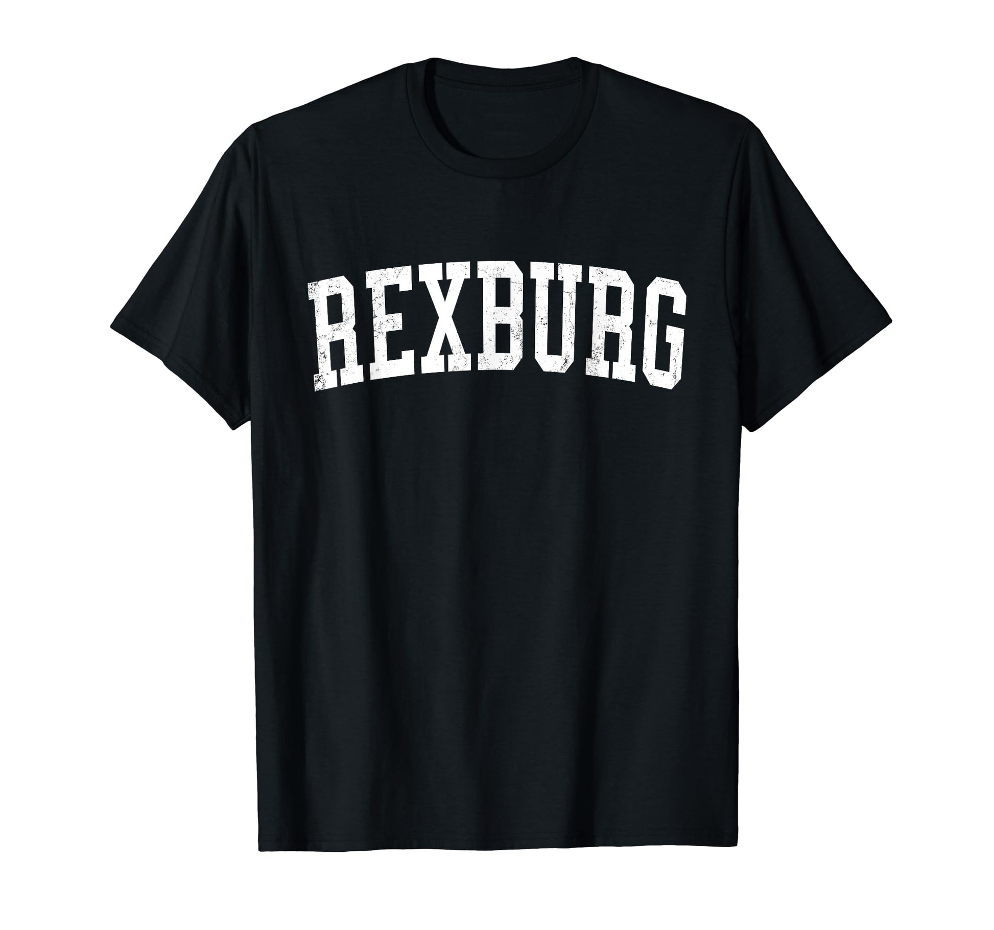 Rexburg Id Distressed White Varsity T-Shirt - Unique Graphic for Adults - T-Shirt, Sweatshirt, Hoodie