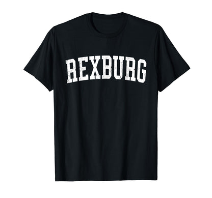 Rexburg Id Distressed White Varsity T-Shirt - Unique Graphic for Adults - T-Shirt, Sweatshirt, Hoodie