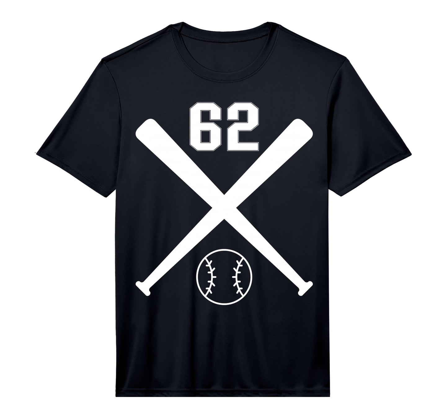 Baseball Softball Number 62 Performance T-Shirt - Minimalist Print Unisex - T-Shirt, Sweatshirt, Hoodie
