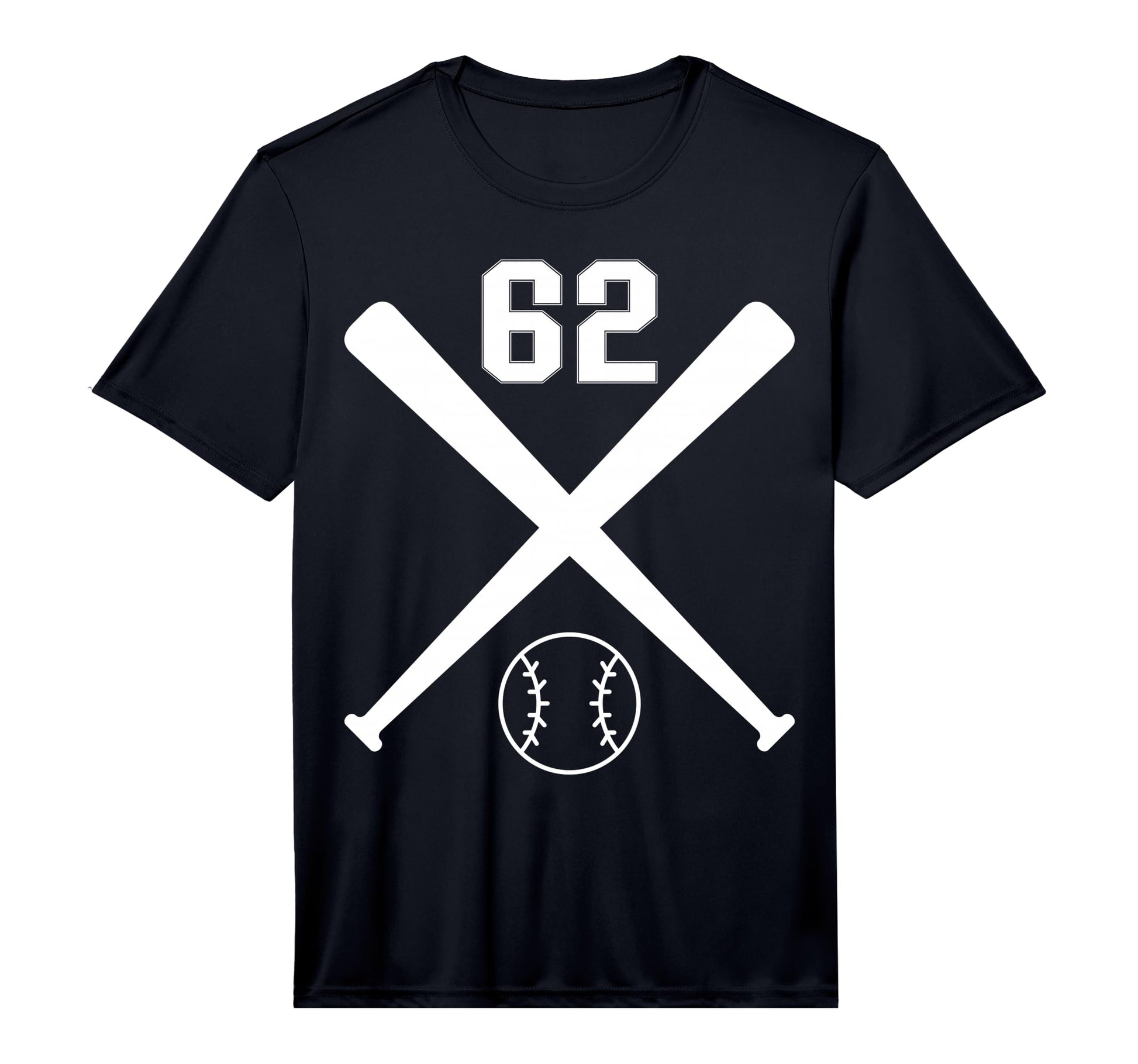 Baseball Softball Number 62 Performance T-Shirt - Minimalist Print Unisex - T-Shirt, Sweatshirt, Hoodie