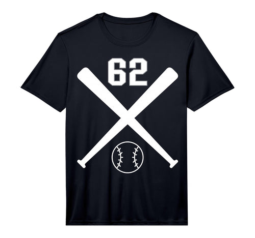 Baseball Softball Number 62 Performance T-Shirt - Minimalist Print Unisex - T-Shirt, Sweatshirt, Hoodie
