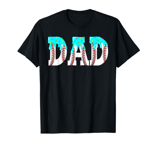 Baseball Dad Ice Cream Drip Dripping T-Shirt - Trendy Graphic for Adults - T-Shirt, Sweatshirt, Hoodie