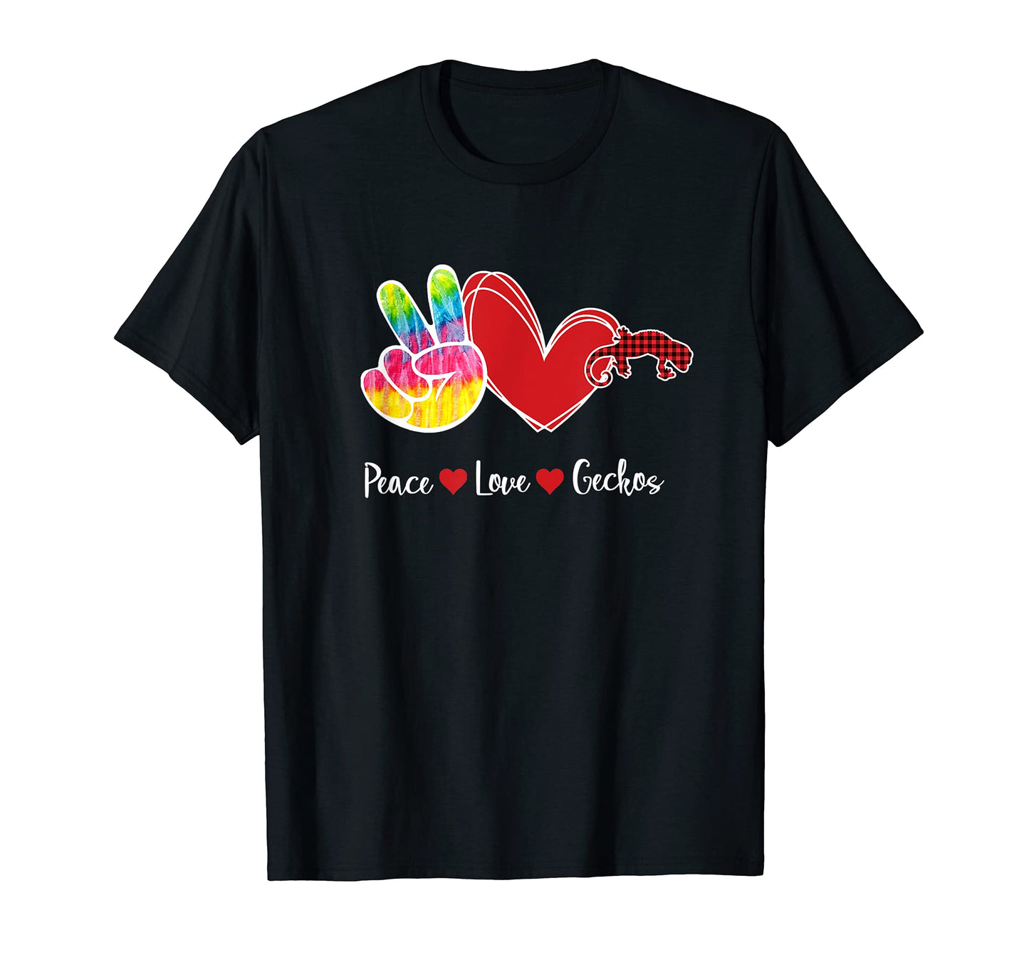 Red Plaid Buffalo Tartan Peace Love T-Shirt - Aesthetic Graphic Men Women - T-Shirt, Sweatshirt, Hoodie