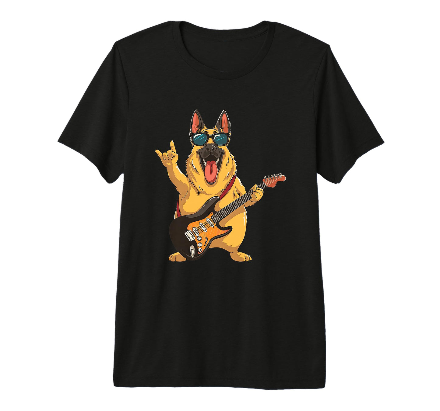 Funny Rock Dog German Shepherd Music T-Shirt - Minimalist Print for Adults - T-Shirt, Sweatshirt, Hoodie