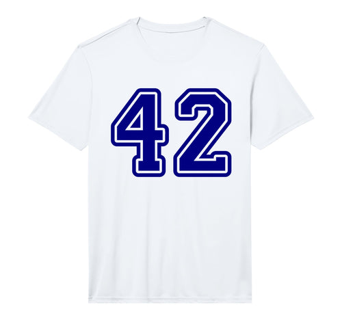 Number 42 Blue Sports Team Performance T-Shirt - Fun Novelty Design Unisex - T-Shirt, Sweatshirt, Hoodie