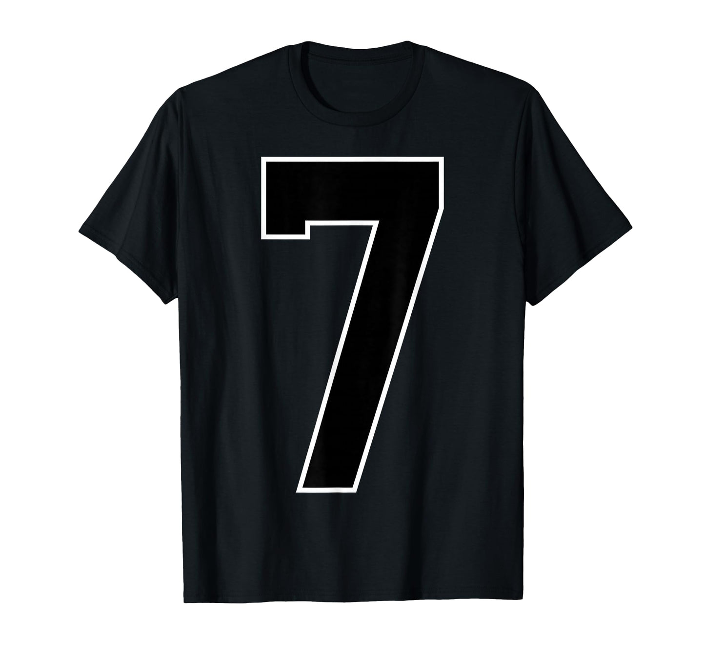 Black Sports Team Number 7 Fan T-Shirt - Minimalist Print for Adults - T-Shirt, Sweatshirt, Hoodie