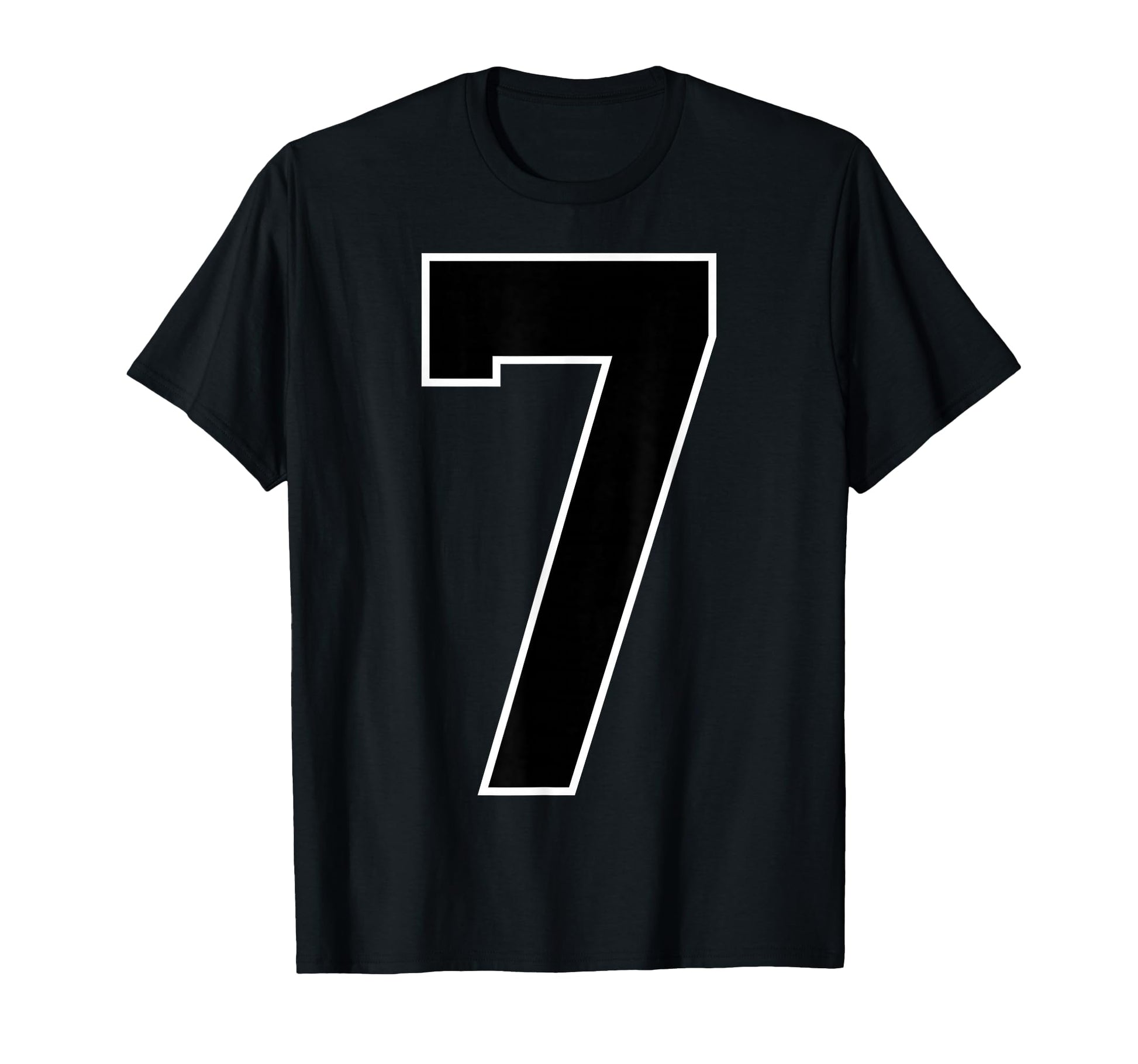 Black Sports Team Number 7 Fan T-Shirt - Minimalist Print for Adults - T-Shirt, Sweatshirt, Hoodie