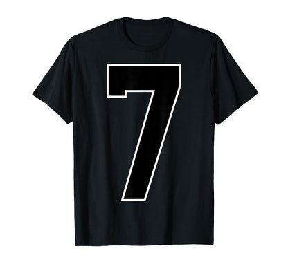 Black Sports Team Number 7 Fan T-Shirt - Minimalist Print for Adults - T-Shirt, Sweatshirt, Hoodie