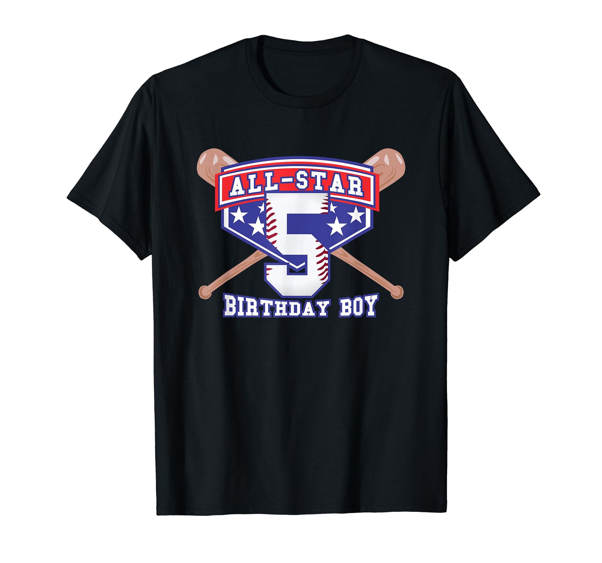 All Star Baseball 5 Year Old Birthday T-Shirt - Trendy Graphic for Adults - T-Shirt, Sweatshirt, Hoodie