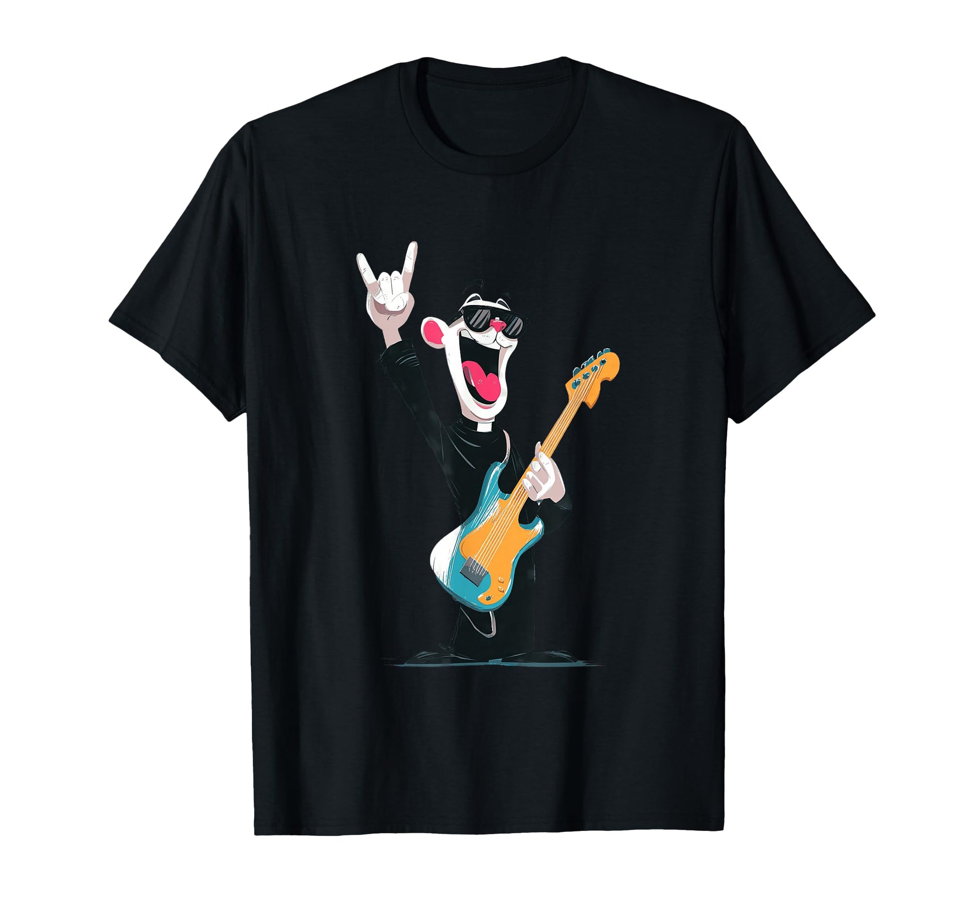 Funny Cartoon Bear Guitar Player T-Shirt - Streetwear Style for Adults - T-Shirt, Sweatshirt, Hoodie