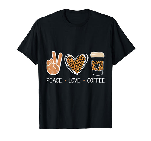 Peace Love Coffee Leopard Heart T-Shirt - Aesthetic Graphic for Adults - T-Shirt, Sweatshirt, Hoodie