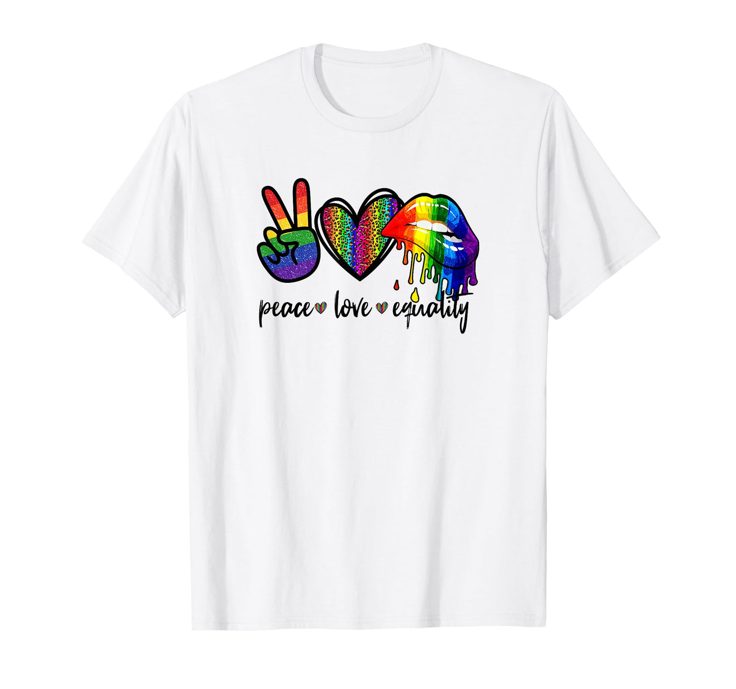Rainbow Lips Leopard Heart Decor T-Shirt - Aesthetic Graphic Men Women - T-Shirt, Sweatshirt, Hoodie