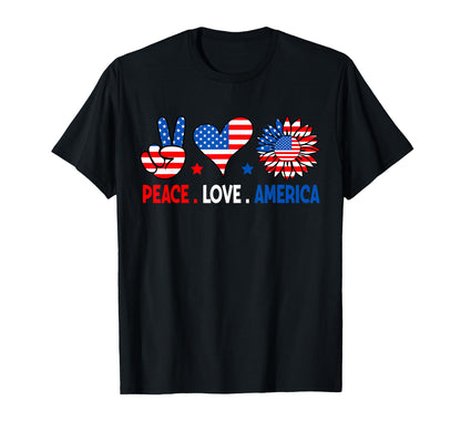 4Th July Peace Love America Us Flag T-Shirt - Streetwear Style Unisex - T-Shirt, Sweatshirt, Hoodie