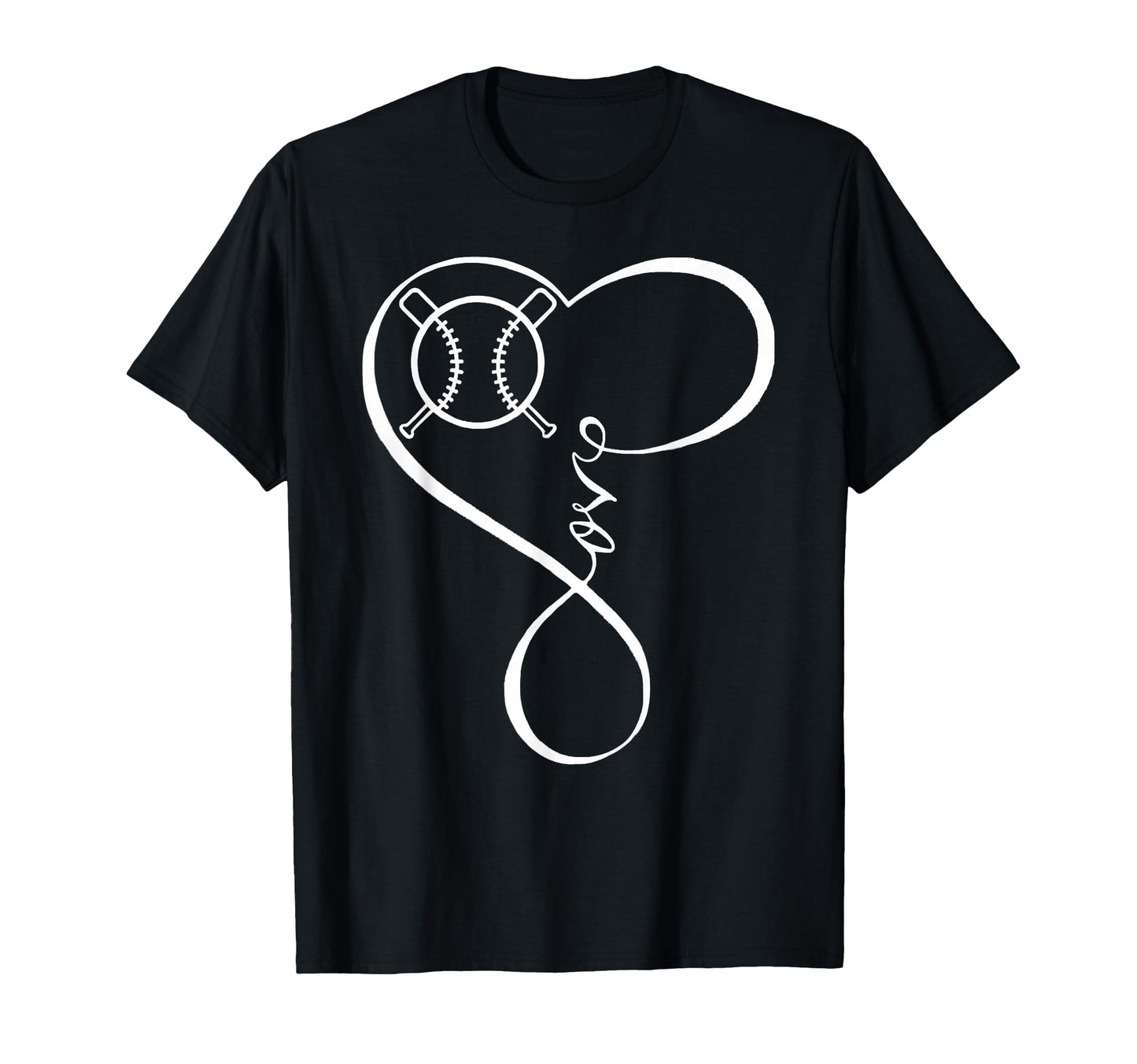 Softball Bat Heart Frame Baseball T-Shirt - Custom Art Print for Adults - T-Shirt, Sweatshirt, Hoodie